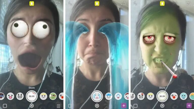 send a snap with the cartoon face lens download