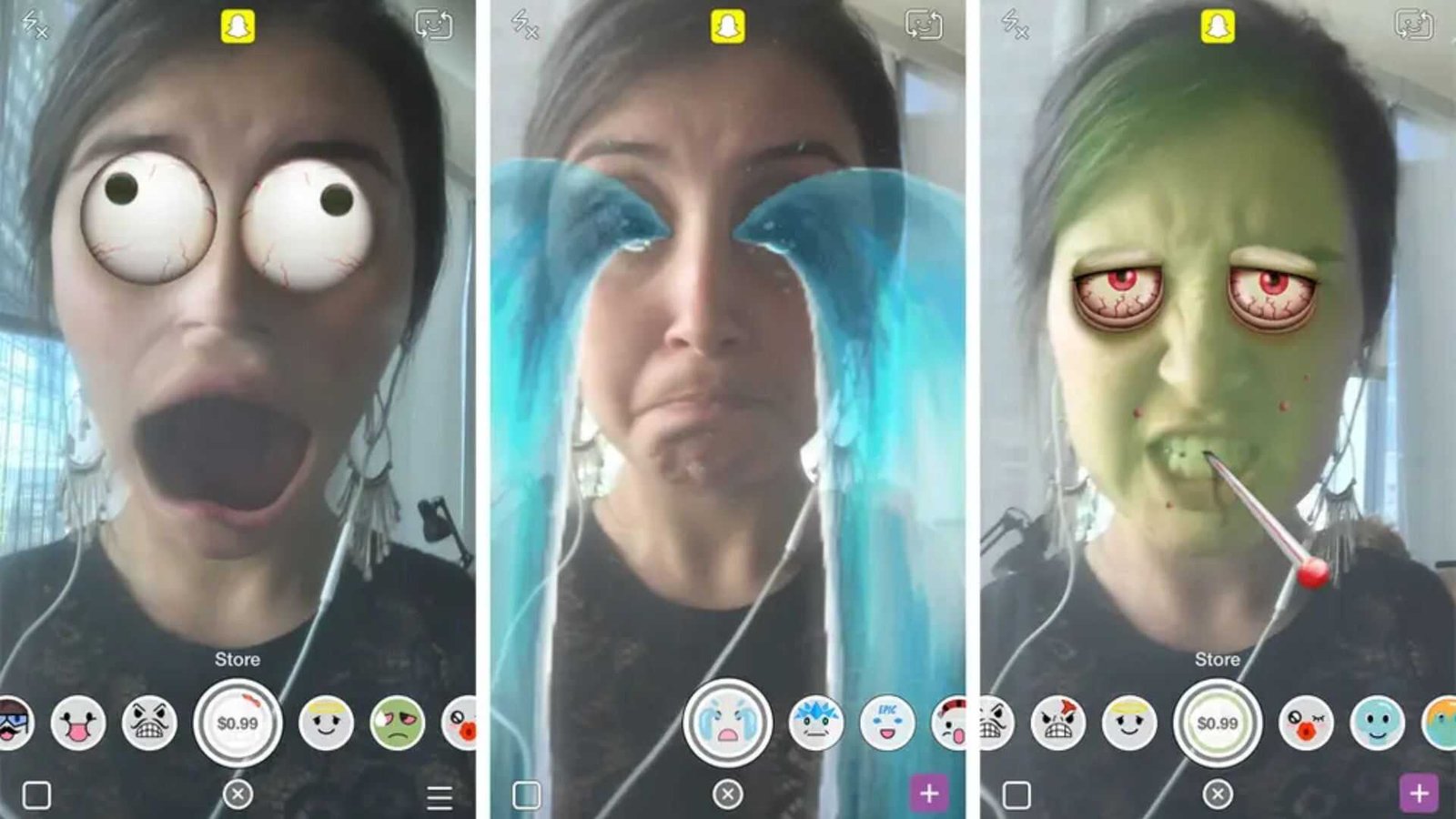 send a snap with the cartoon face lens download